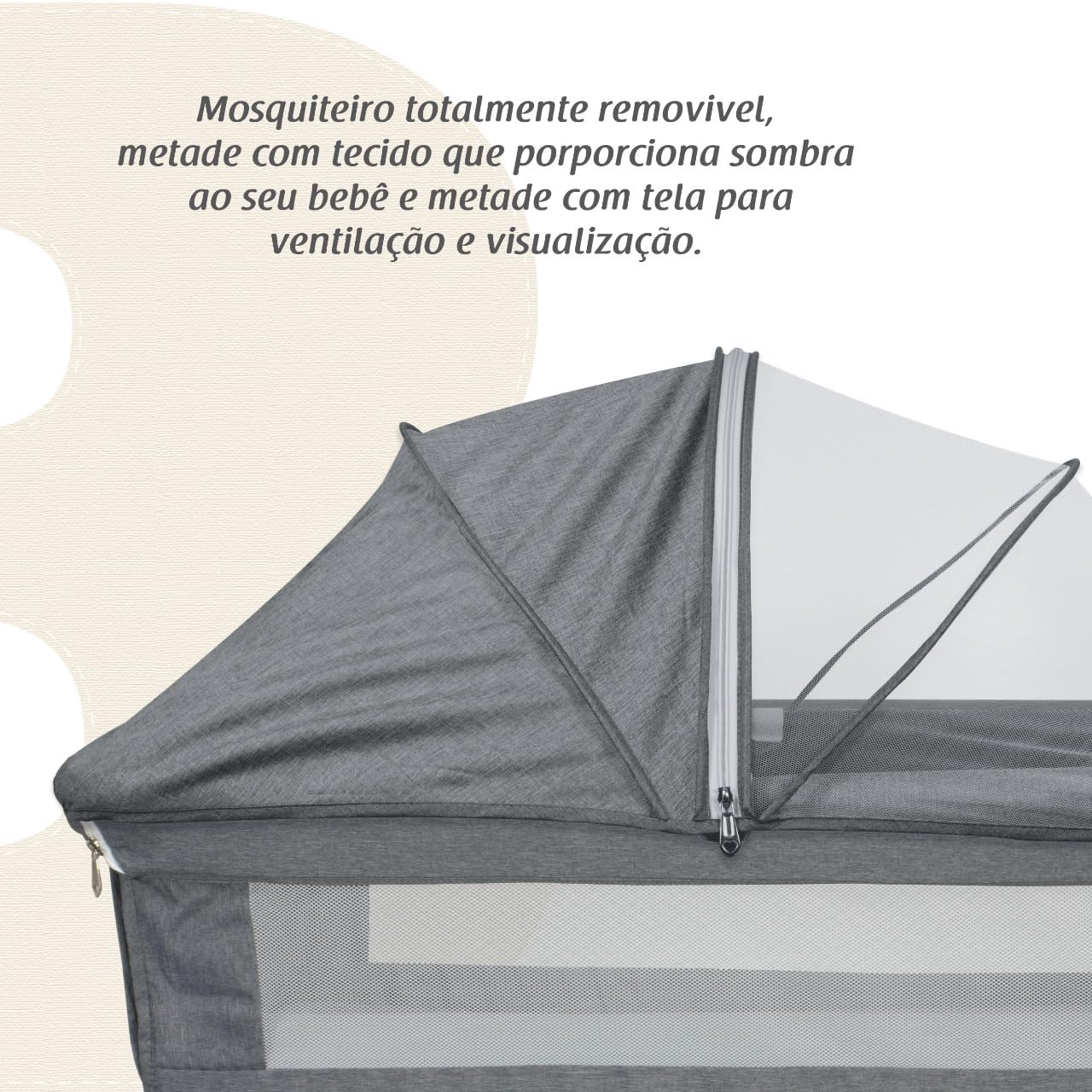 Berço Portátil Sleep 3 em 1 Moisés Co-bed Acopla na Cama - Cinza