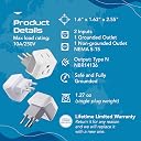 Ceptics Brazil Travel Adapter Plug with Dual USA Input - Type N (3 Pack - Ultra Compact - Safe Grounded Perfect for Cell Phones, Laptops, Camera Chargers and More - Power Plug (CT-11C) gallery image