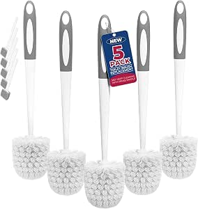 Holaloha Toilet Bowl Brush Set, 5 Pack, White