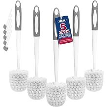 Holaloha Toilet Bowl Brush for Replacement, 5 Pack, White