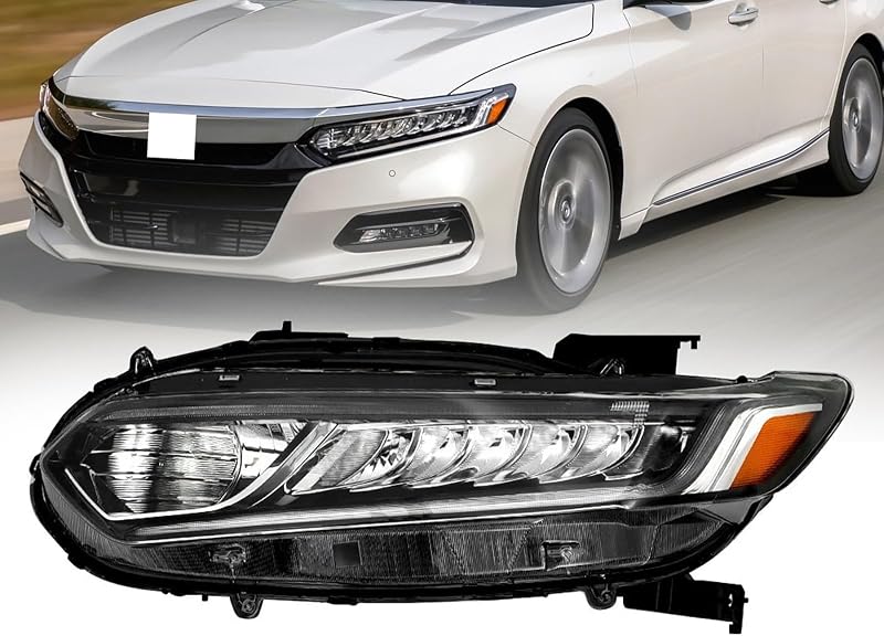 Farol dianteiro esquerdo SHINESELL para Honda Accord 2018 a 2020, alto-facho halógeno com DRL LED – 1 unidade