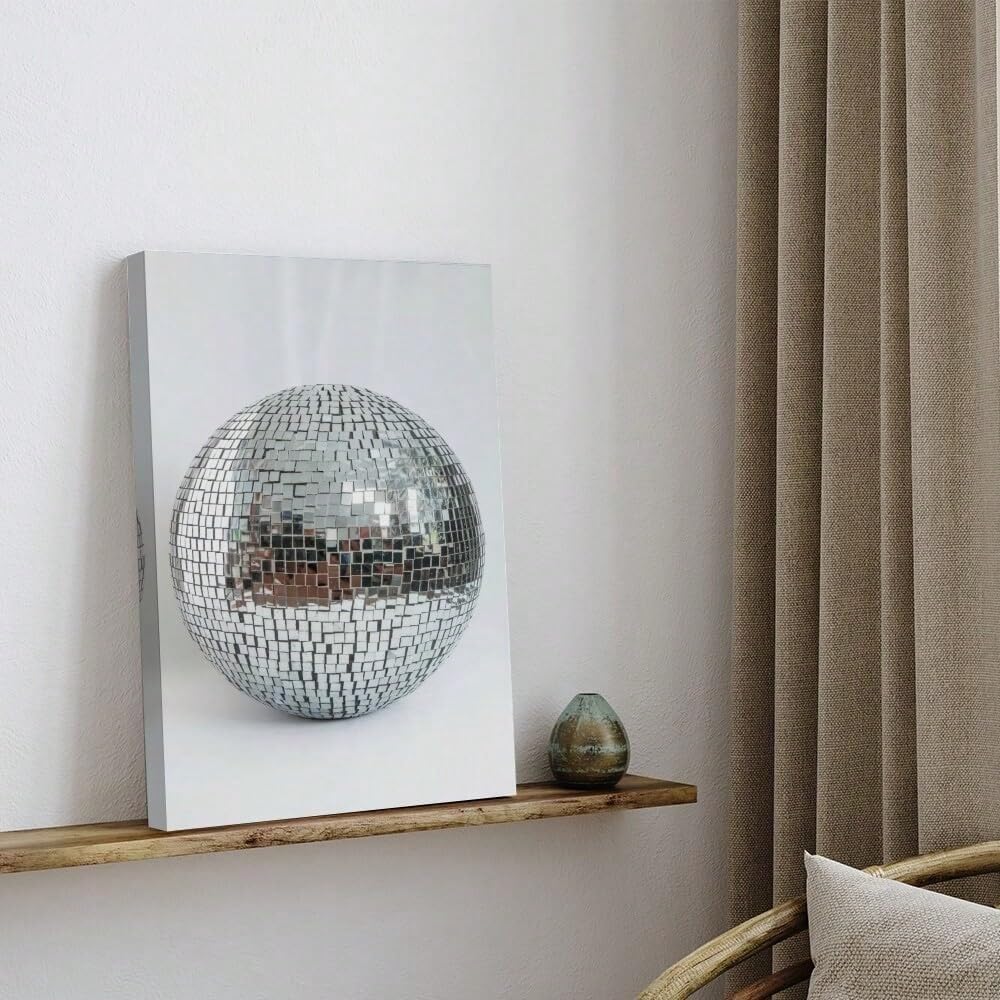 AIHNBF Bola de discoteca lienzo moderno bola de espejo arte de pared brillante retro pop art decoración para sala de estar dormitorio fiesta sótano 80 x 120 cm