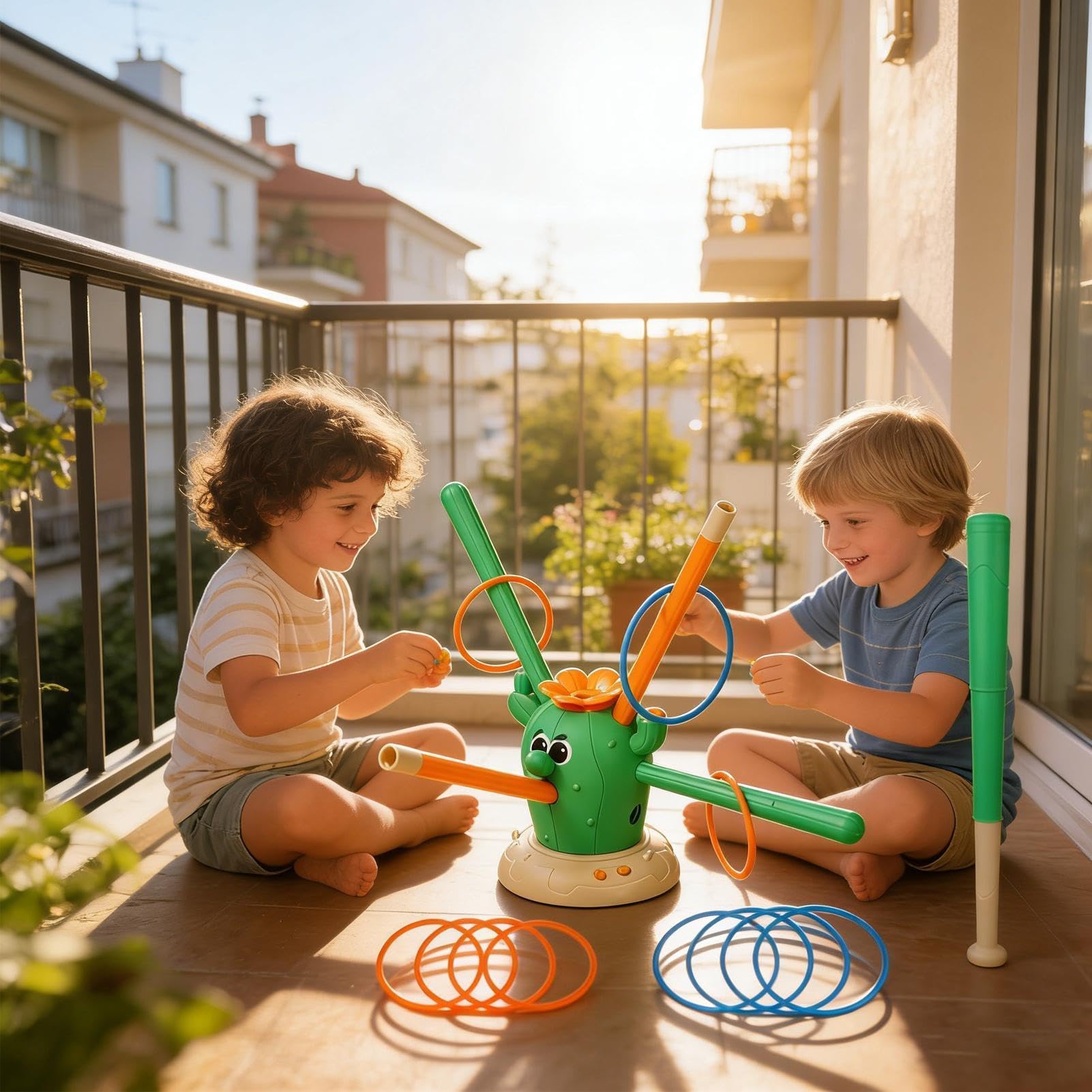Saltos Musicales con Lanzamiento 4 en 1 Divertidos Juegos Deportivos de | Juguete Musical Interactivo Saltarín para Niños para Niños Niñas Exterior Jardín Patio Escuela Aula Cumpleaños Regalo