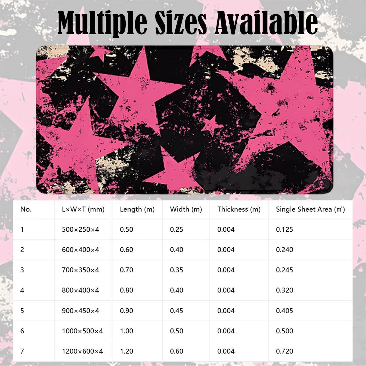 Tappetino Mouse Gaming XXL, Mousepad 1200x600x4mm rosa Stella 0x0-149 | Tappetino Scrivania con Base in Gomma Antiscivolo Bordi Cuciti per Computer, PC, Migliora la Precisione e la Velocità