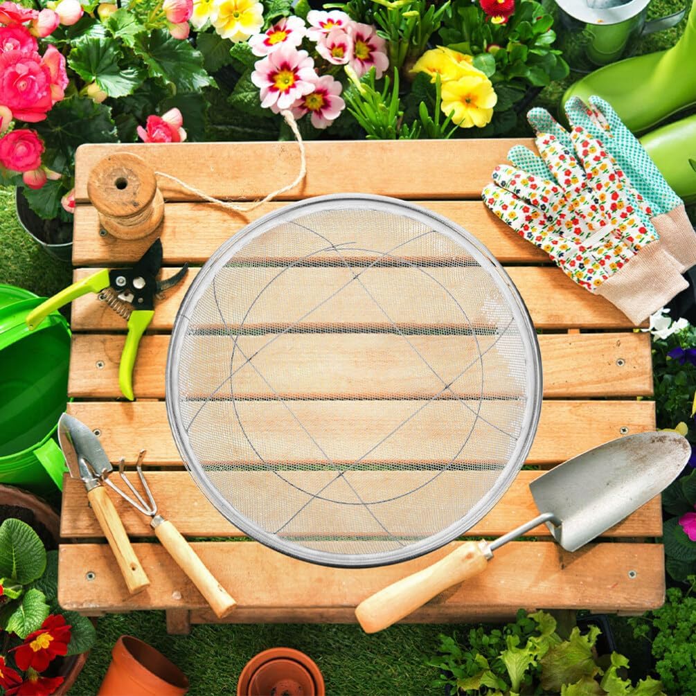 Milisten Stainless Steel Soil Sifting Tool Garden Sieve for Rocks Stones Lightweight Mesh Sifter Essential Gardening Equipment for Easy Soil Filtering Planting