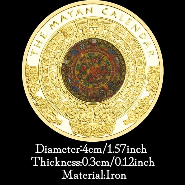 Foto 3 de 5 de QYZXTH El Calendario Maya Moneda de Souvenir Coleccionable Chapado en Oro Regalo Creativo Mayas Moneda…