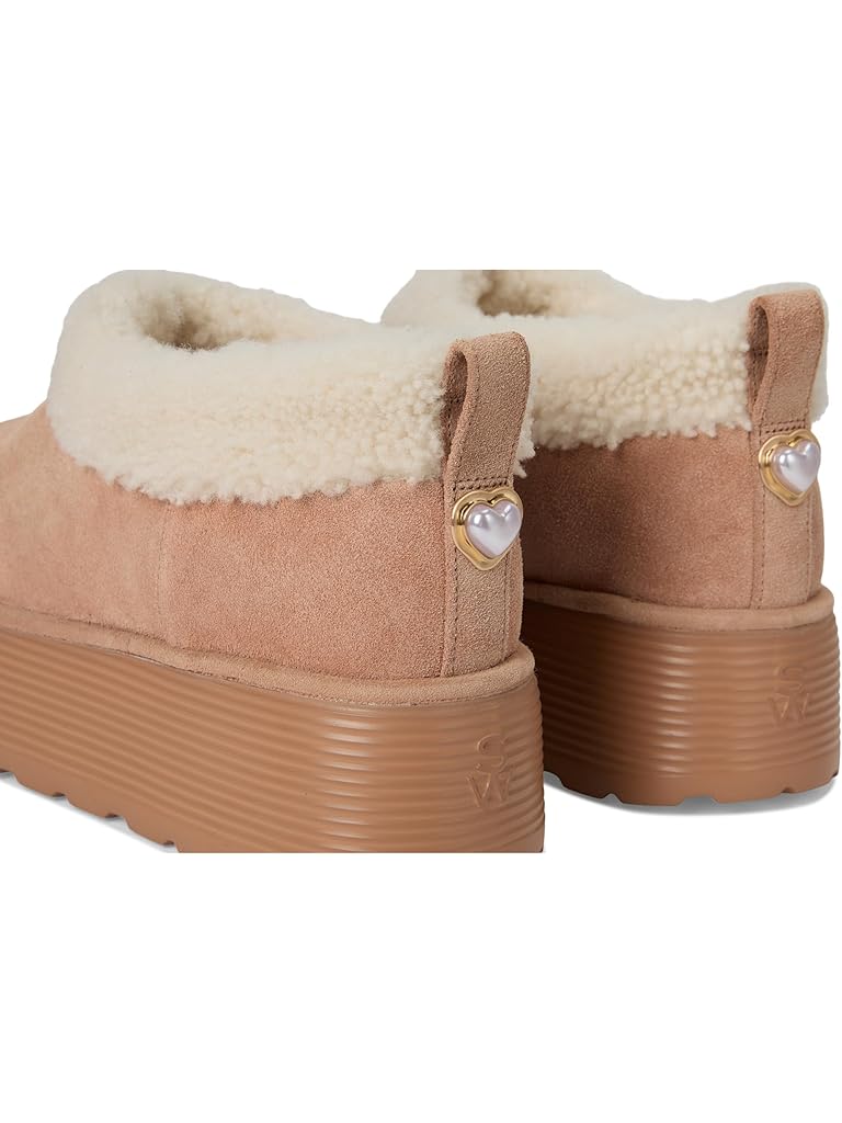 Beige Stuart Weitzman Socharming Shearling Flatform Clogs