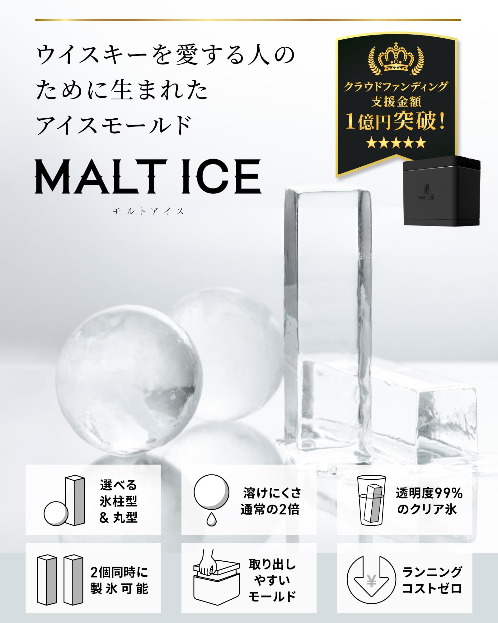Amazon.co.jp: MALTICE プレミアム 家庭用製氷器 透明氷 製氷皿 【ハイ