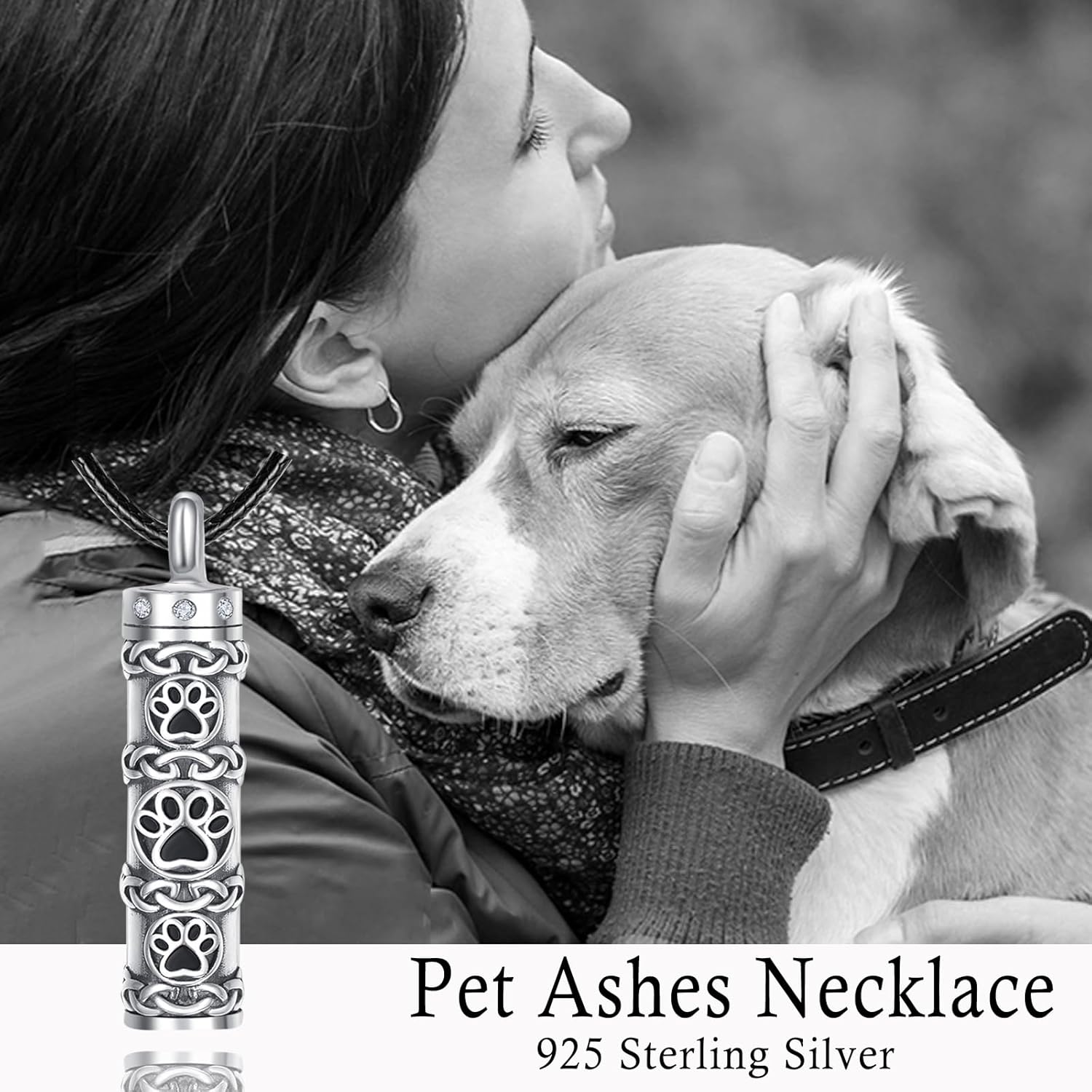 Dreamboat Pet Cremation Urn Necklaces for Dog Cat Ashes 925 Sterling Silver Paw Print Keepsake Pendant Memorial Jewelry Gifts for Women Men
