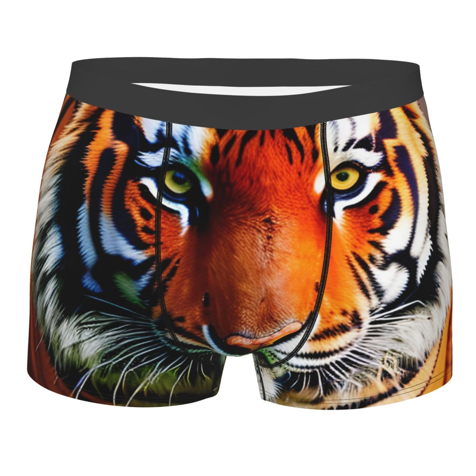 KWQDOZF Men's Tiger Stripes Orange Pattern Print Boxer Briefs,Microfibre Stretch Fit Underwear shorts Gents for Everyday