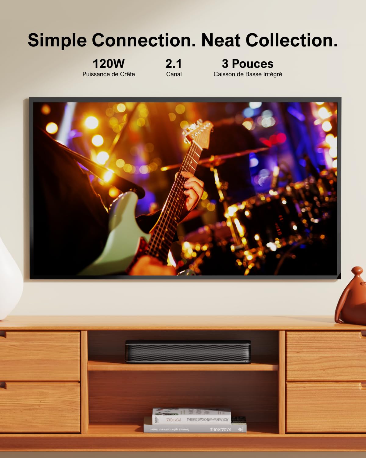 ULTIMEA 2.1ch Barre de Son TV, Caisson de Basse Intégré, App Contrôle, Barre de Son PC Tout-en-Un pour Jeux, Barres de Son Haut-Parleurs Bluetooth 5.3, Opt/AUX/Support Mural, Solo B30