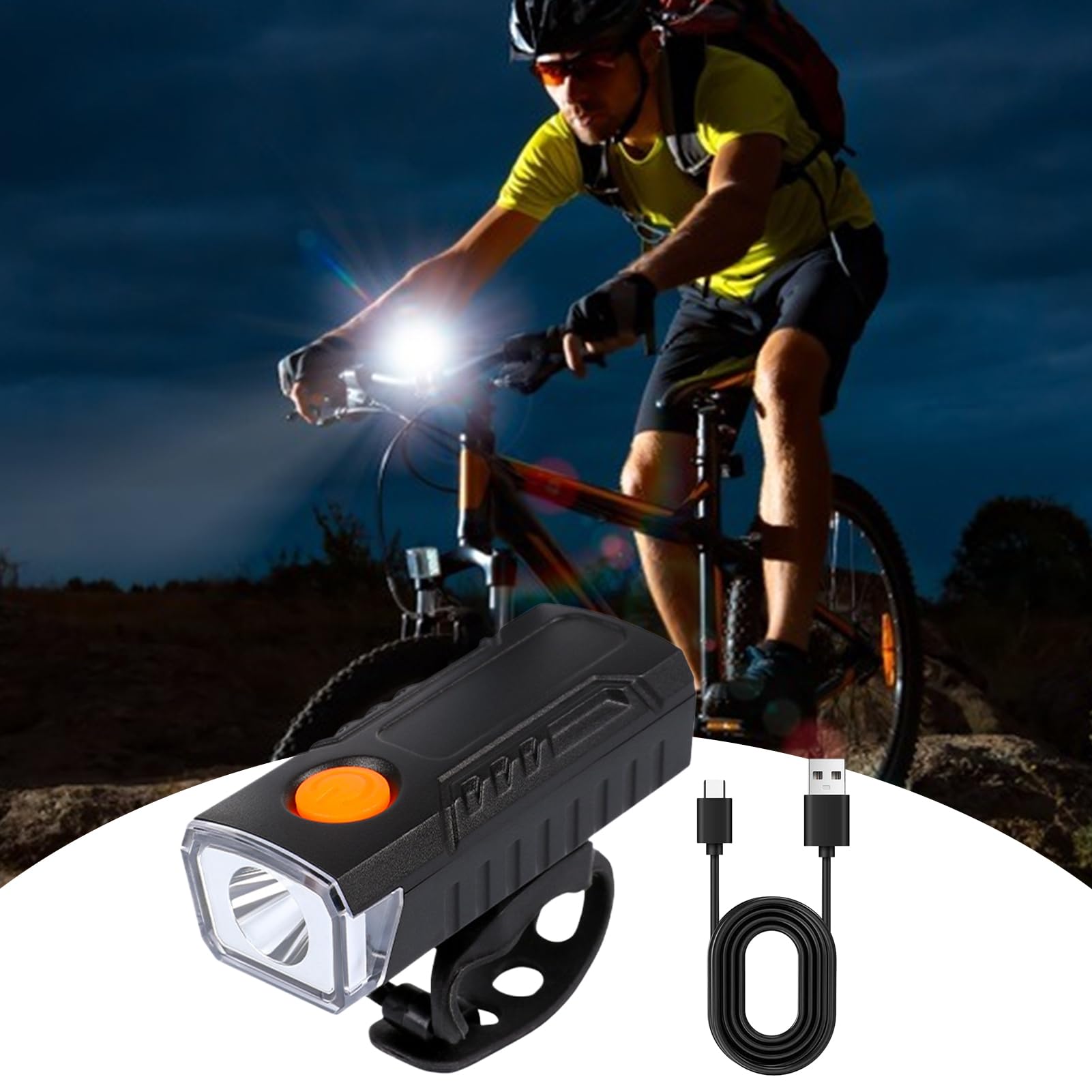 Bright Bikes Lights - Faro per bicicletta a modalità multipla, kit di luci impermeabili per bicicletta, lampada notturna ad alta luminosità, torcia da ciclismo con ricarica USB, per bici da città