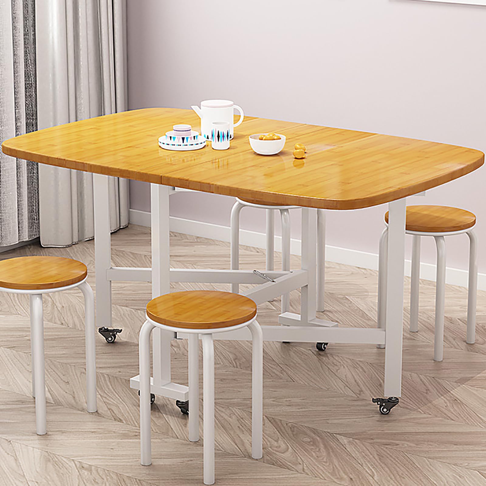 Table de salle à manger pliante bois 120cm gain de place salon cuisine