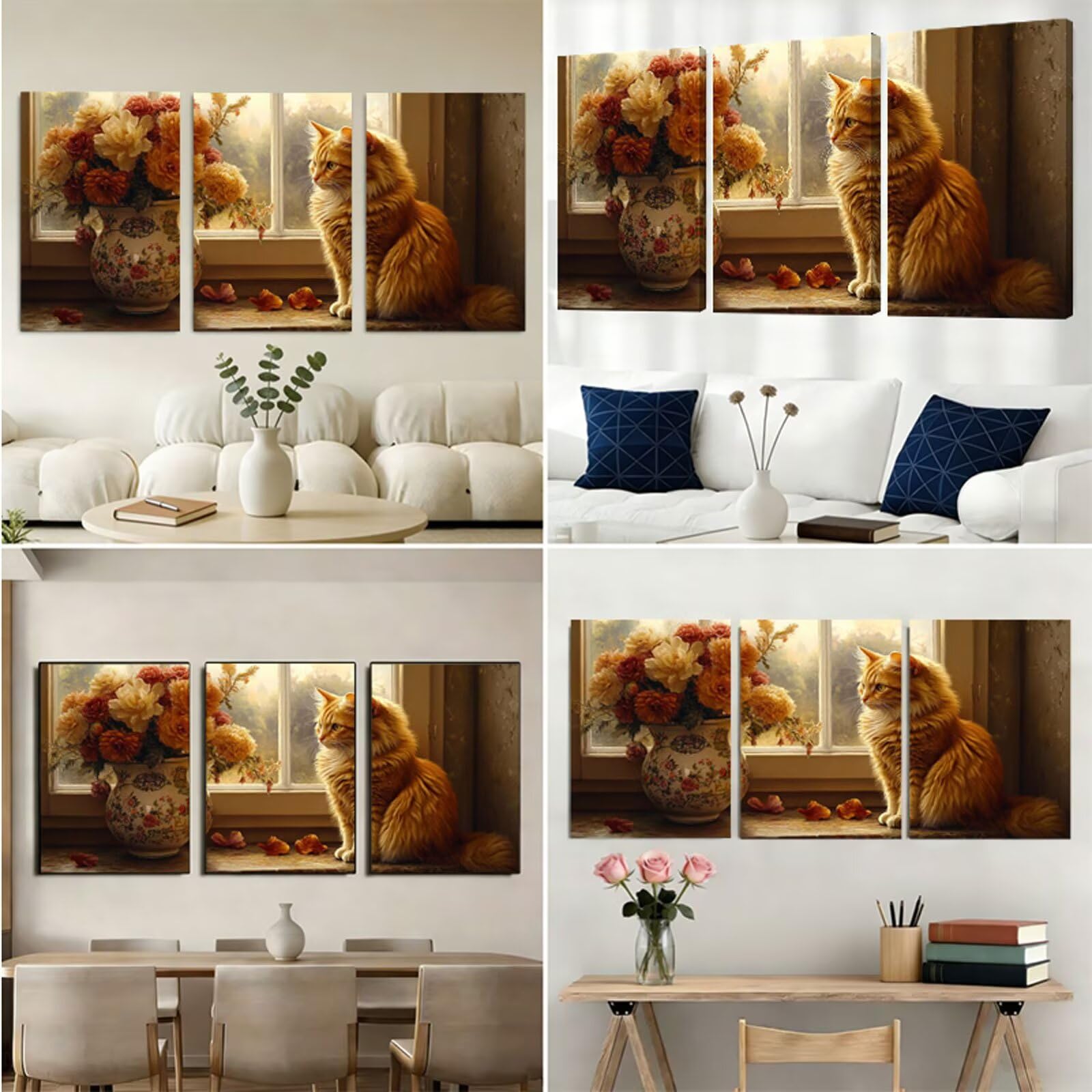 3 szt. kot DIY diamentowa sztuka, tryptyk kwiatowy diamentowy zestaw do malowania dla dorosłych dzieci, 40 x 50 cm, pełne okrągłe wiertło, kryształ górski, mozaika, haft krzyżykowy, rękodzieło