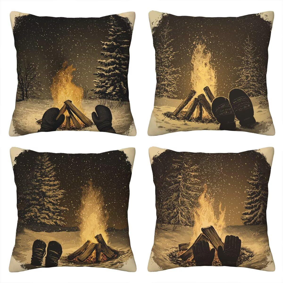 Federe Cuscini Divano 55x55 cm, Grigio Cuscini per Divano, Velluto Federe Cuscino Letto Impermeabili Set da 4, Copricuscini Fiamma Motivo con Cerniera Invisibile Design per Sofá, Regalo Donna D-89