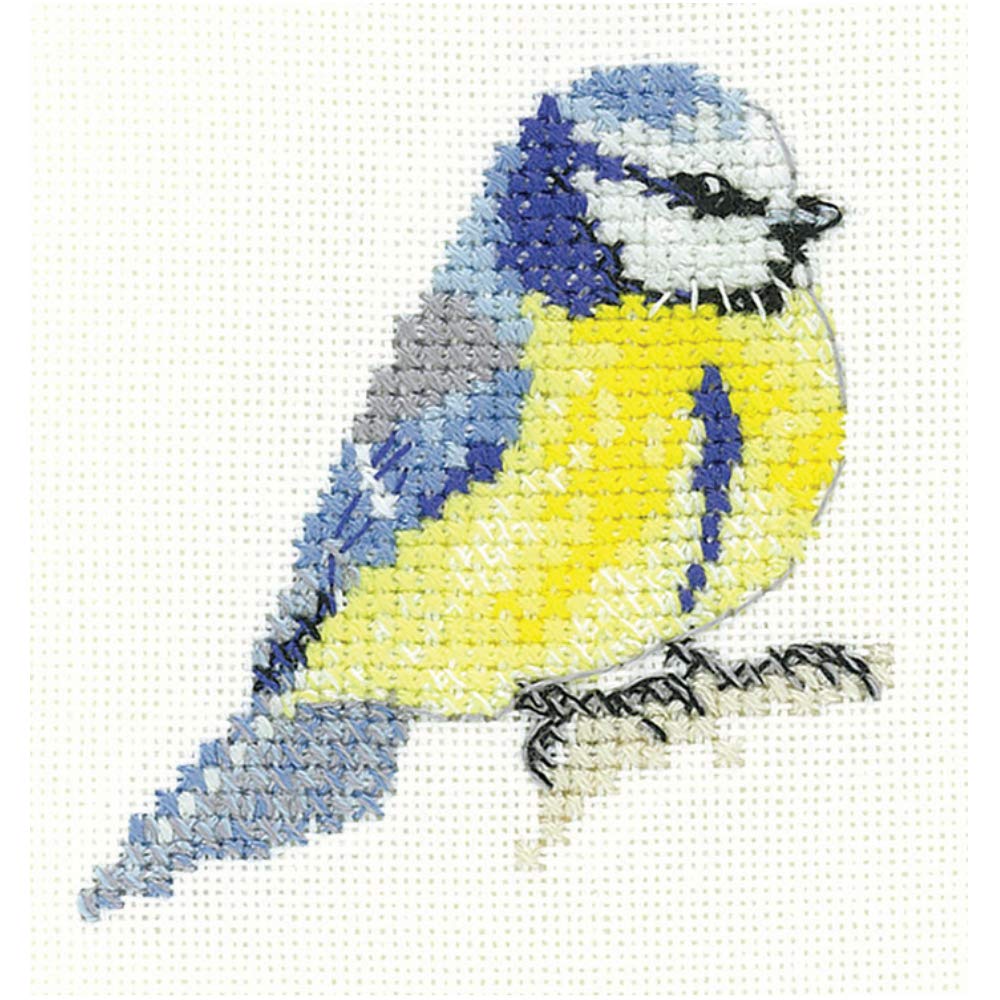 Heritage LFBT1511-A Counted Cross Stitch Kit Aida Blue Tit 6x6.5cm, multicoloured, 6x6,5cm