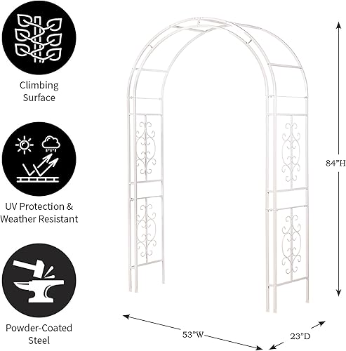 Miniatura 9 de Plow & Hearth Arch - Cenador de metal para jardín al aire libre, Montebello, 84 pulgadas de alto x 53 pulgadas de ancho x 23 pulgadas de