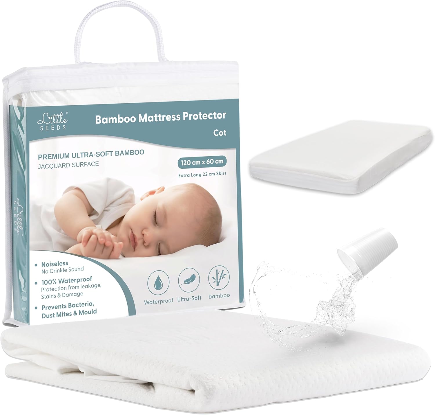 Baby Mattress Protector For 120 x 60cm Cot Bed Fitted Sheet