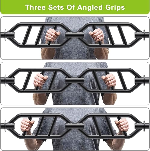 Miniatura 3 de Kipika Barra de trampa olímpica, barra hexagonal, barra de encogimiento, barra de peso muerto con asas plegables, barra de agarre múltiple, barra