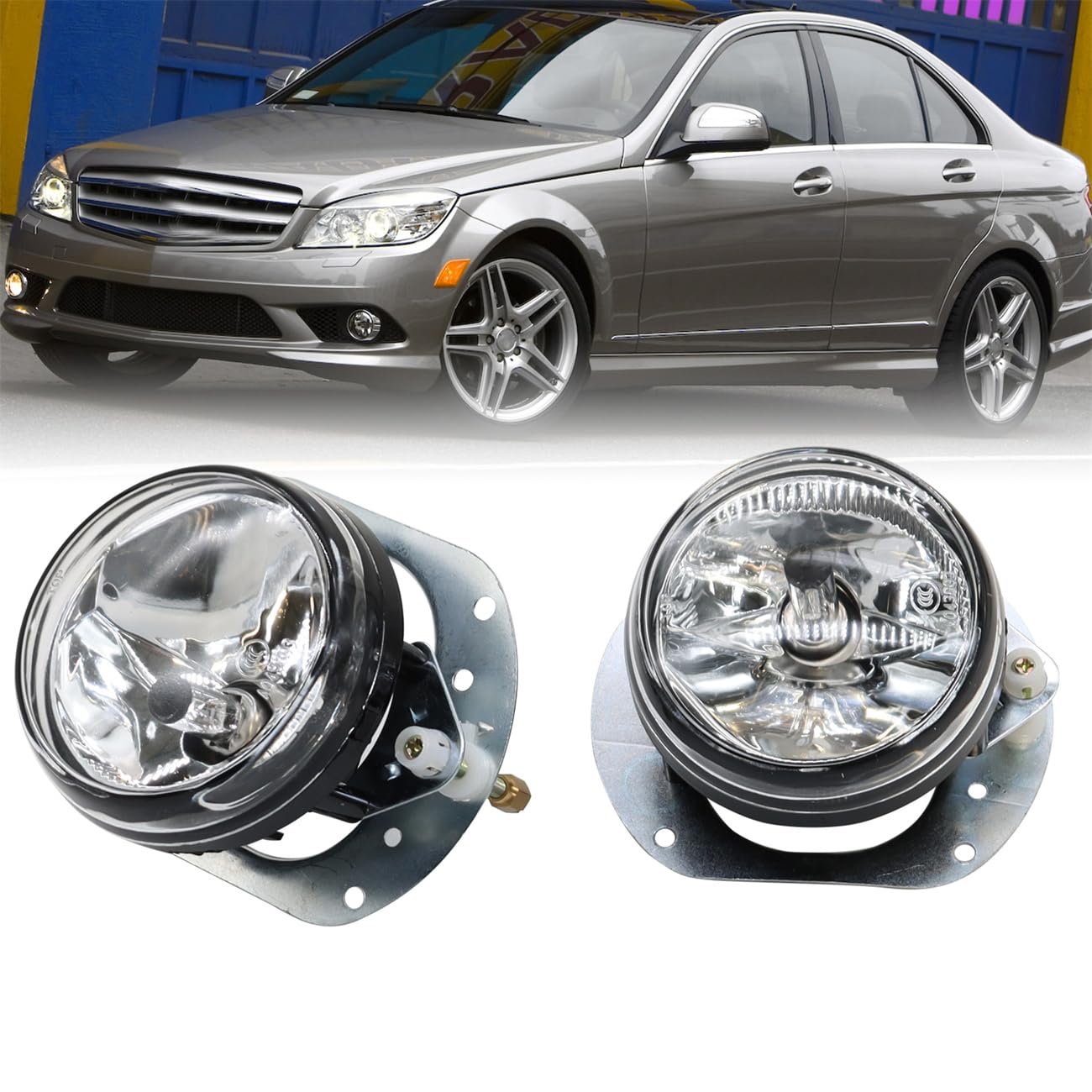 2Pcs Fog Lights Fog Lamp Assembly Compatible with W204 C250 C300 C350 ...