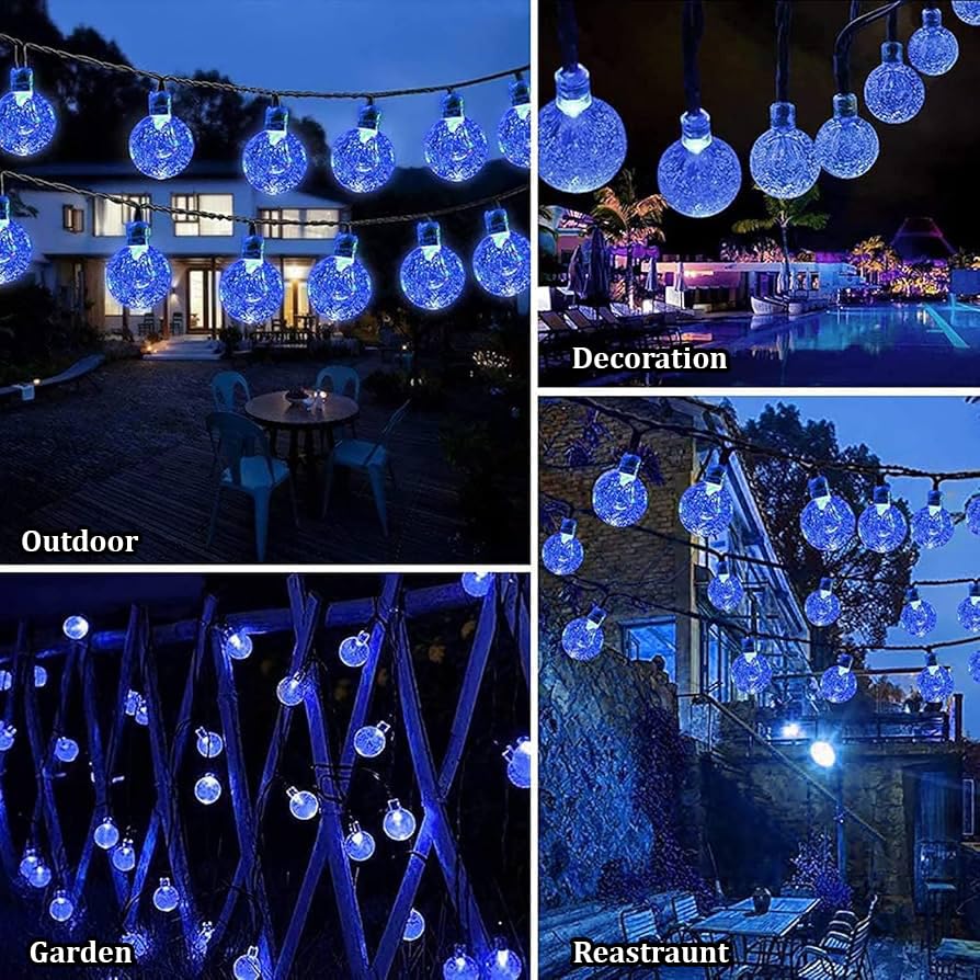 Image of fizzytech 15 LED Decorative Crystal Ball String Lights, 3 Meter Fairy Lights for Bedroom, Diwali, Christmas, Party & Home Decoration (Blue)