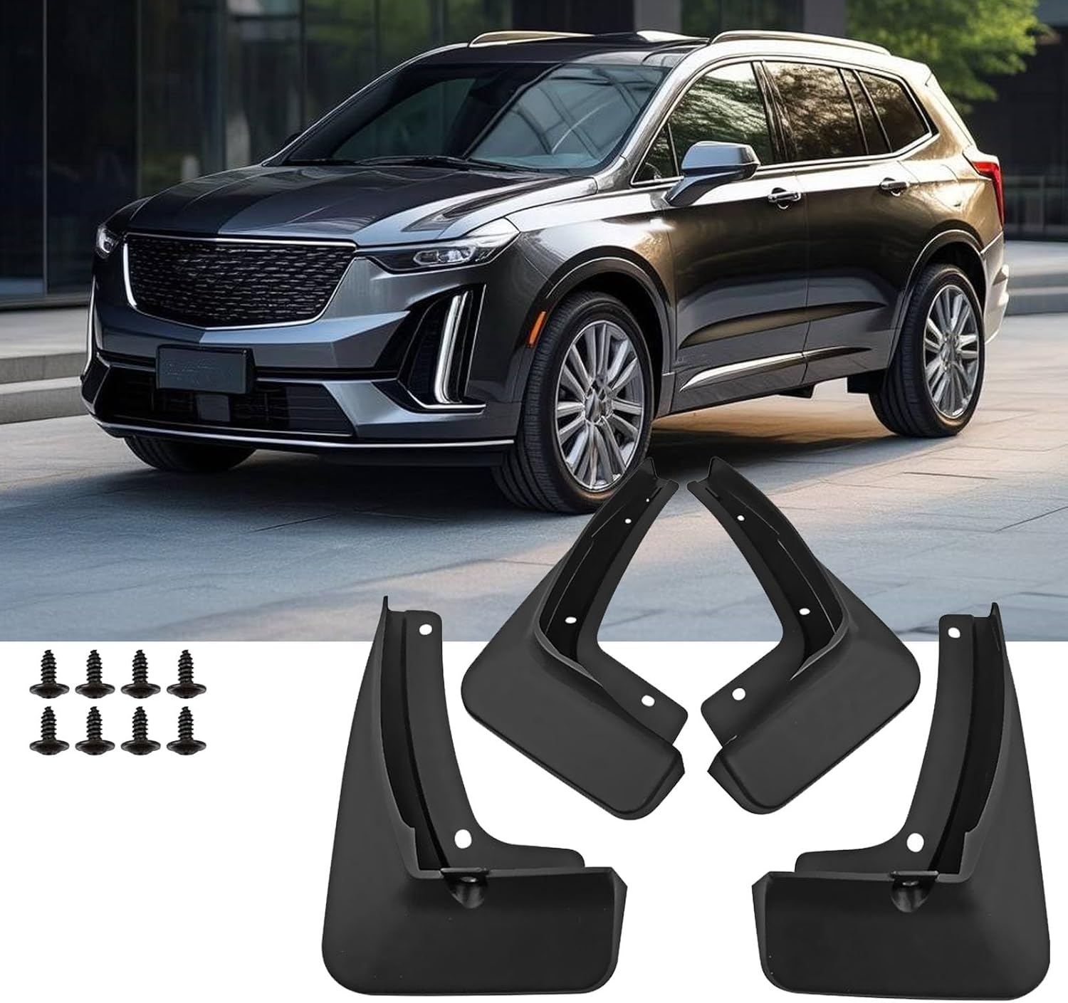 Car Mud Guards Flaps Splash Compatible for Cadillac XT6 2019 2020 2021 2022 2023 2024 Mudguard Accessories Front and Rear 4-PC Set