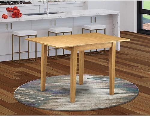 Miniatura 2 de East West Furniture NDT-OAK-T Norden Dining Table - a Rectangle Wooden Table Top with Dropleaf & Stylish Legs, 30x48 Inch, Oak Roble,Negro y