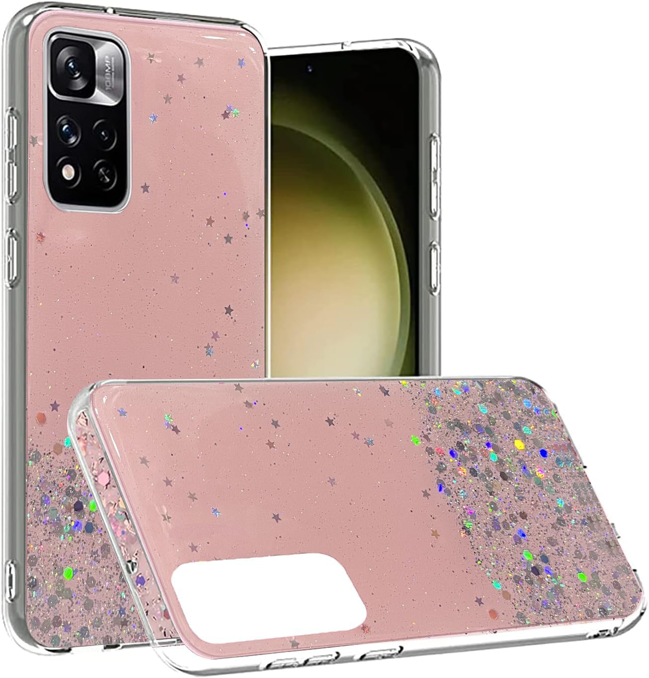 VONZEE® Glitter Case Compatible for Redmi Note 11T 5G, Non Moving Glitter Stars Cover Soft TPU + Hard PC Bumper Bling Cover for Women Girls Protective Shockproof Phone Case (Pink) (B0B1814K8F) Amazon Price History, Amazon Price Tracker