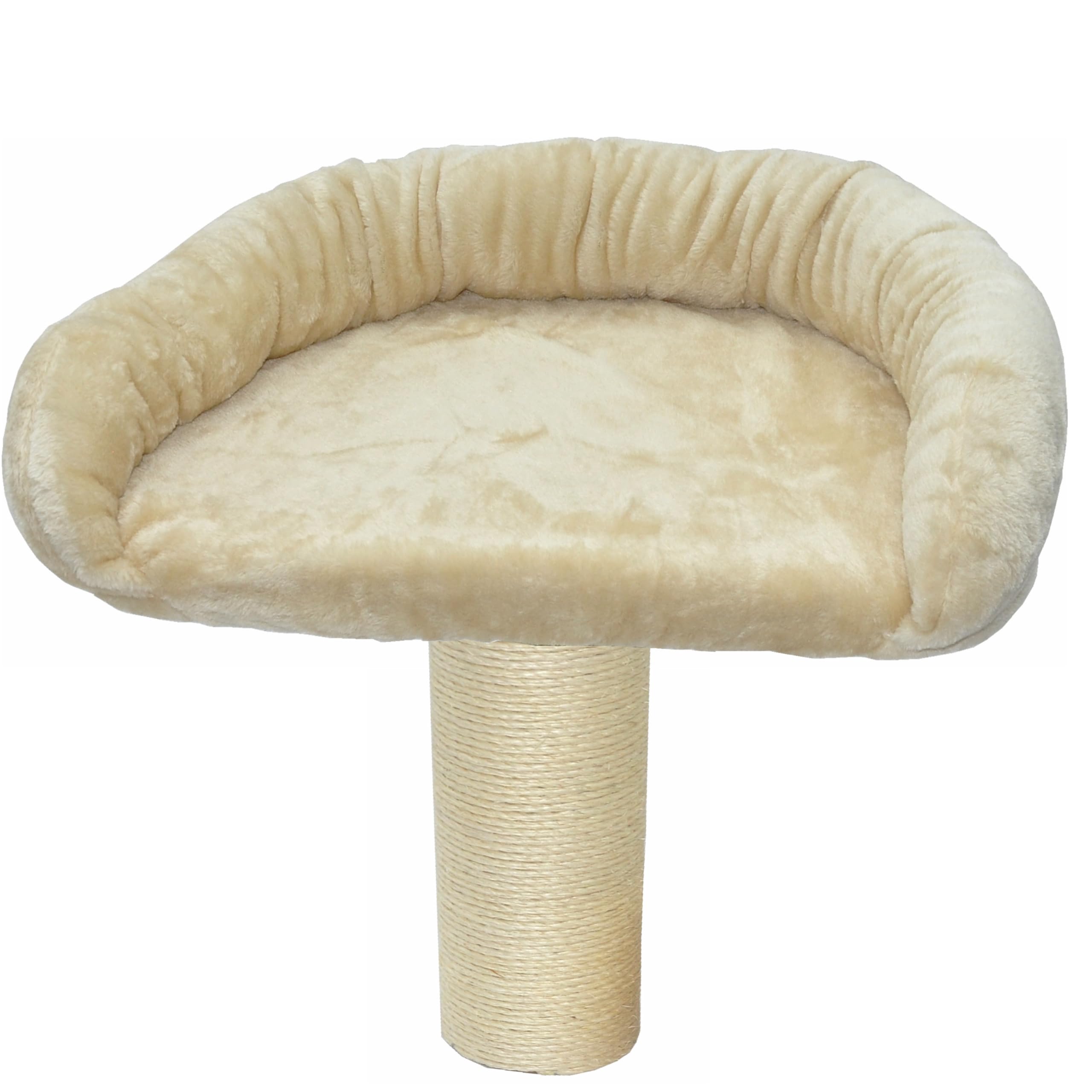 nanook Katzen Liegeplatz Katzenbett XL 60 x 40 cm inkl. Kratzstamm 35 cm, für große Katzen geeignet, Kratzbaum Erweiterung, Farbe: beige
