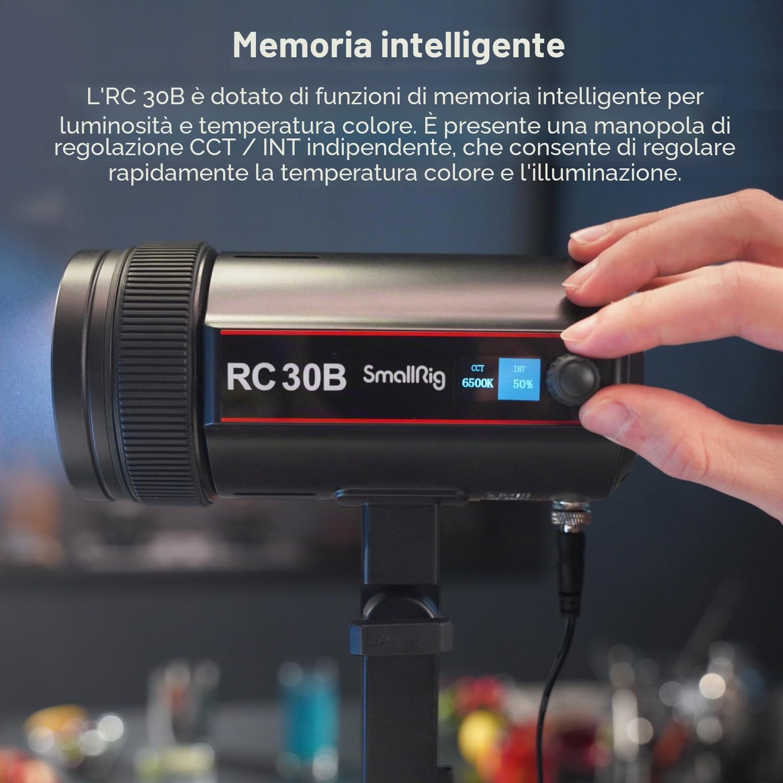 SMALLRIG RC 30B Luce video COB, Angolo del Fascio Regolabile 15°-60°, Luce Video Bicolore da 30 W CCT 2700K-6500K, 10900 lux@1m, CRI 96+, TLCI 96+, Luce a Uscita Continua per Streaming Live - 4280