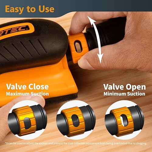 Miniatura 4 de POWERTEC Bloque de lijado con puerto de recolección de polvo de 1 pulgada de diámetro exterior y almohadillas de lijado de gancho y bucle surtidas