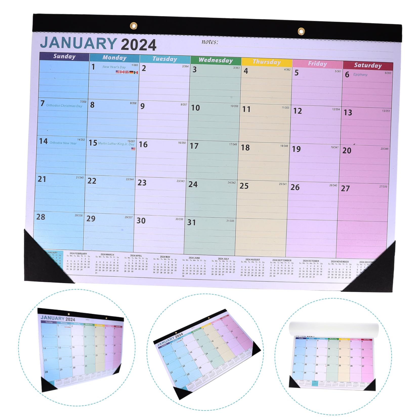 SEWACC 2stücke Hängender Wandkalender Monate Countdown Kalender Englisches Design Für Termine Und Organisation Im Büro Oder Zuhause Mit Platz Für Notizen Und