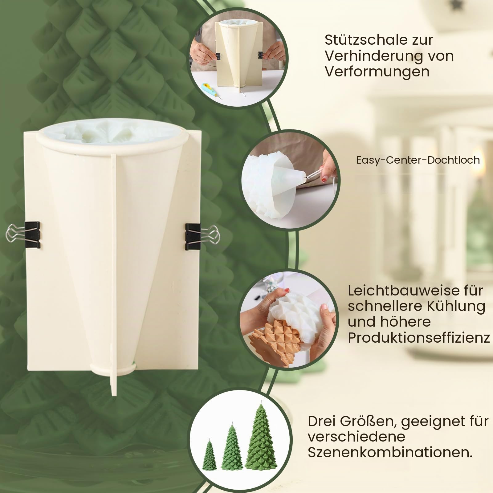 BOOWAN NICOLE Kerzenform Silikon Kerzenform Weihnachtsbaum und Dekoration (LZ0649-3)
