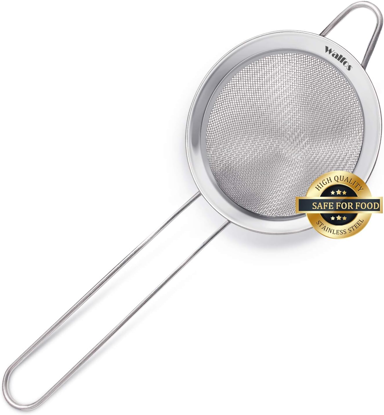 Walfos Small Fine Mesh Strainer for Cocktail & Tea, Mini Stainless Steel Sieve with Handle, 3.3 Inch Metal Strainers for Juicing, Coffee, Drinks, Tea Herbs