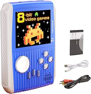 Kids Mini Handheld Games Console Built in 666 Retro Games for Boy Girl, Portable Handheld Video Games Console, 3 Inch Screen, 1020mAh Battery, Christmas Birthday Gift for Children (Blue)
