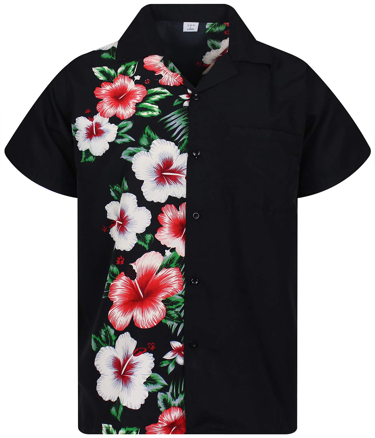 V.H.O. Funky Hawaiian Shirt, Shortsleeve, Wedding, Black, 6XL