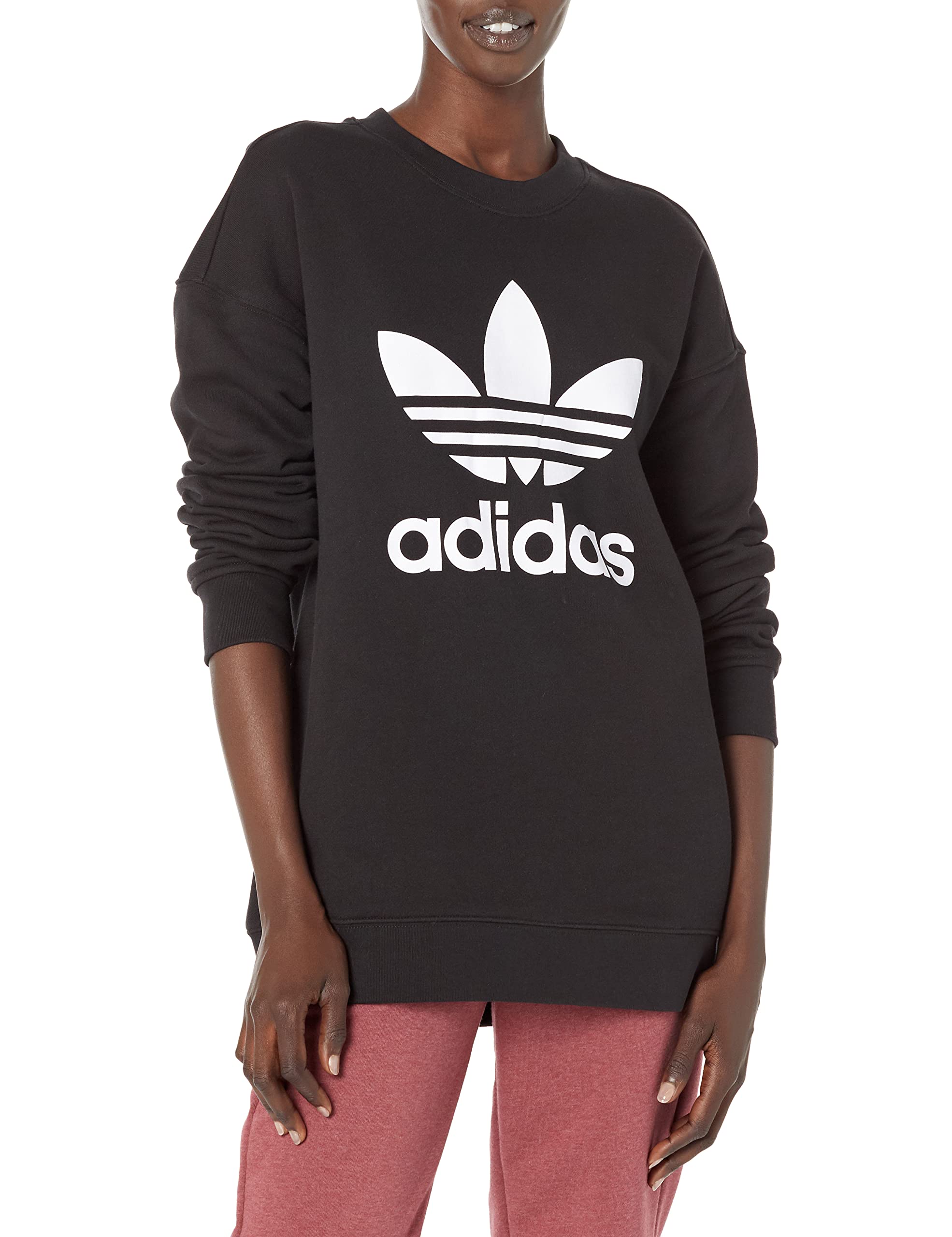 adidas Originals Women's Trefoil Crew Sweatshirt, Black/White