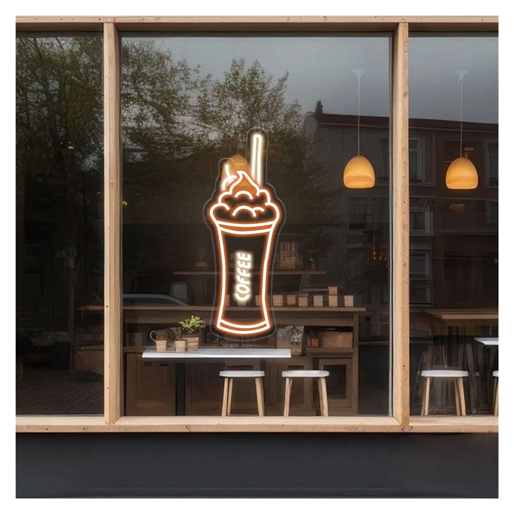 RONGCH Hanging Art Signs Iced Coffee Neon Sign,Suitable for Cold Drink Shop Wall Decor with Dimmable 16cmx40cm(C)