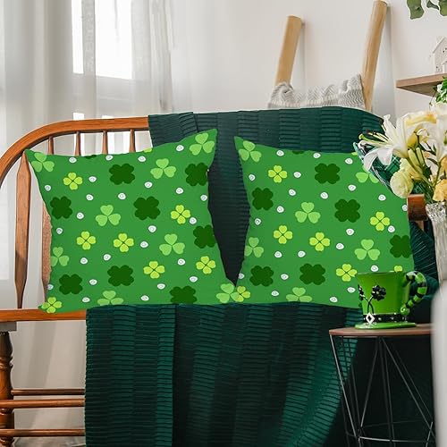 Miniatura 4 de Fukeen Paquete de 2 fundas de almohada impermeables del Día de San Patricio de 20 x 20 pulgadas, tréboles de la suerte, hojas verdes, fundas de