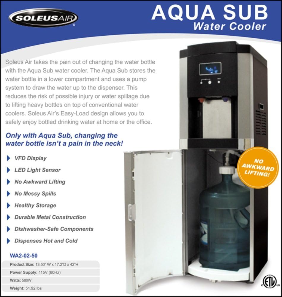 Soleus Air Aqua Sub Water Cooler features and specifications