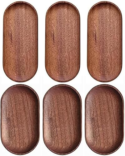 Miniatura 8 de Paquete de 2 bandejas de madera maciza para servir y bandejas de madera natural con borde, rectangulares para evitar deslizamientos y derrames de