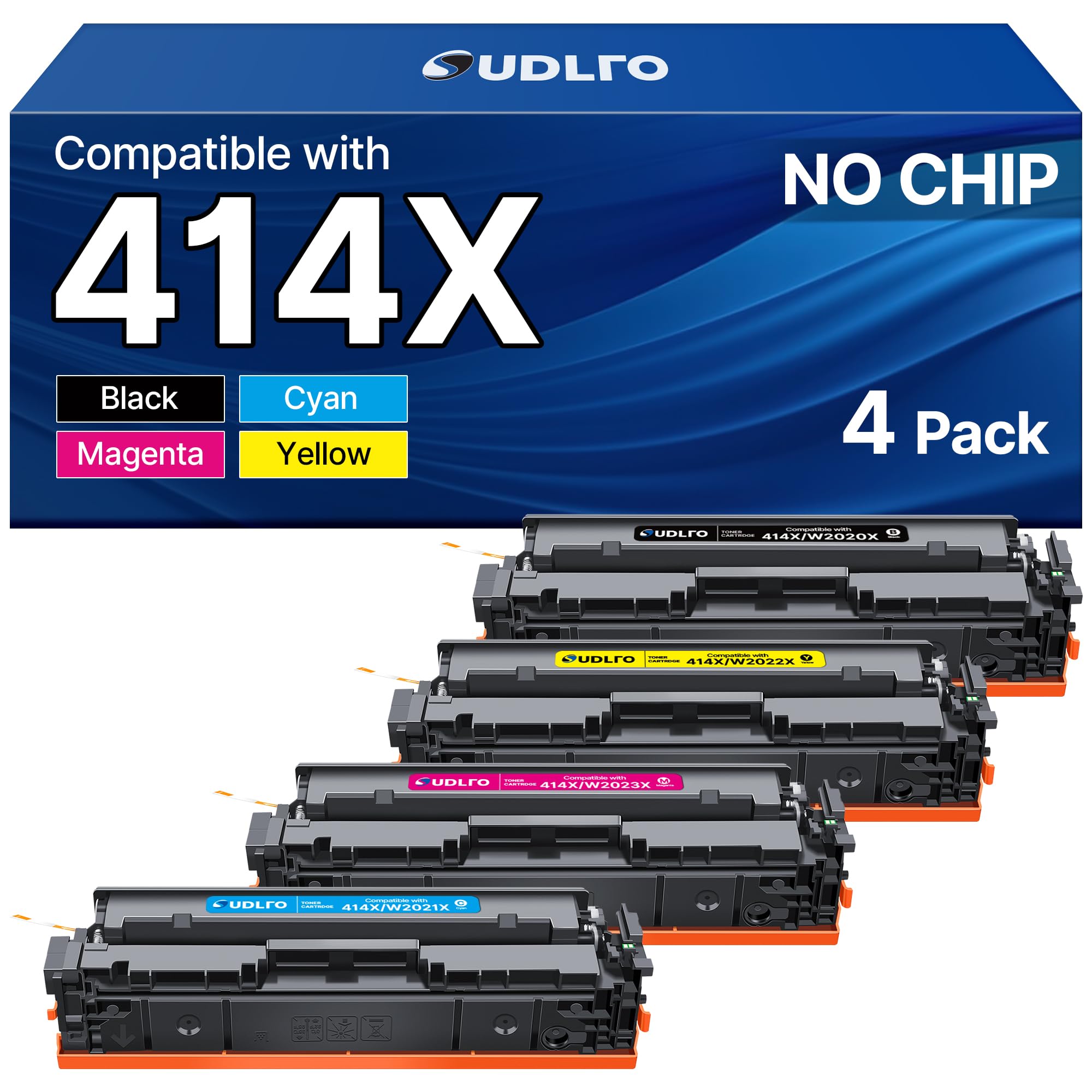 414X 414A Toner Cartridges 4 Pack - Work for HP Color Laserjet Pro MFP M479fdw Toner Replacement for HP 414A 414X Work with M479fdn M454dw M454dn M479 M454 Printer Ink, W2020X W2020A High Yield Toner