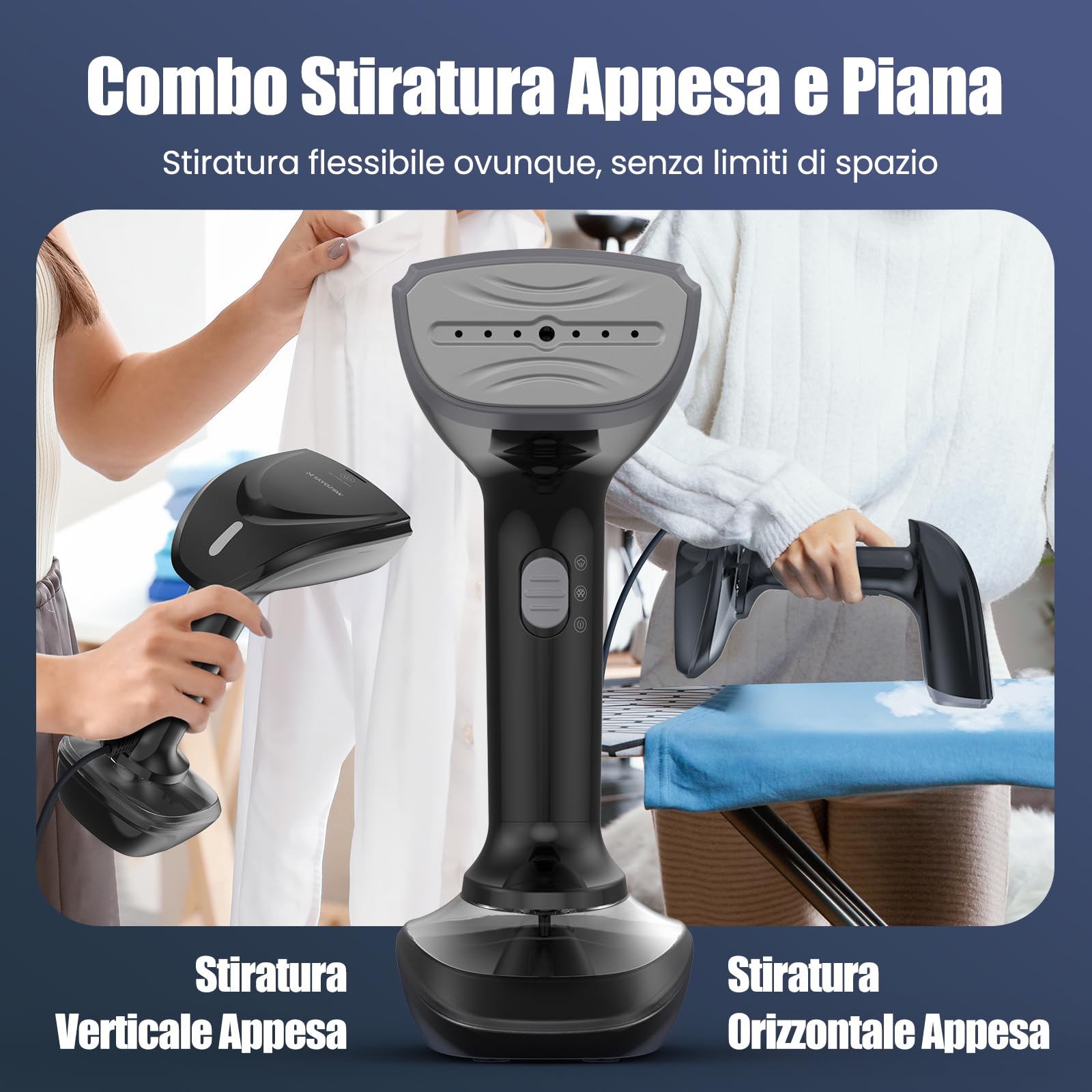NTAYDZSW Ferro da stiro a vapore portatile 1800W, riscaldamento in 20s, serbatoio 300 ml, spegnimento automatico, per casa, viaggio e ufficio