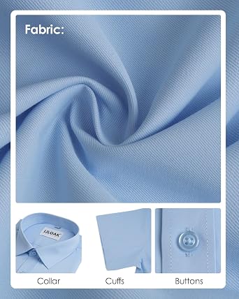 Liloak Short Sleeve Shirts Men Pack Button Down Work Shirts for Office Work and Smart Casual Wear