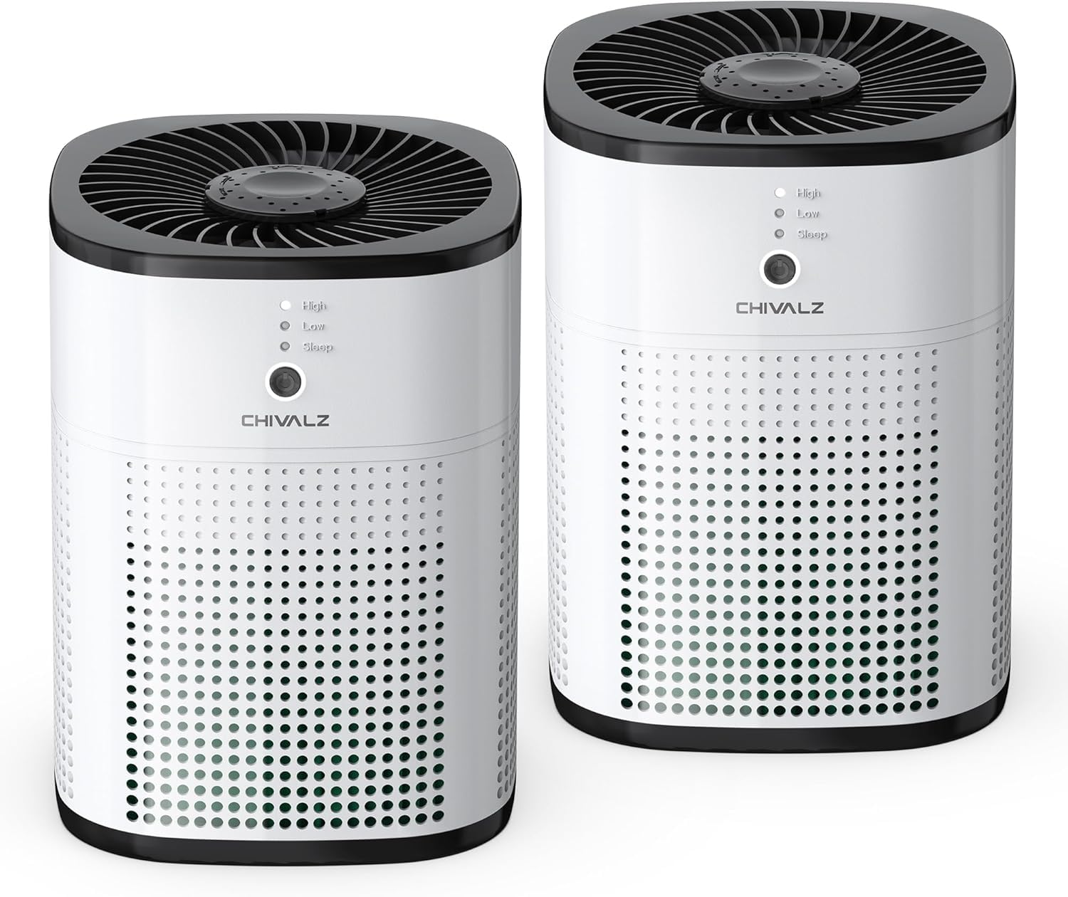 2 Pack CHIVALZ Air Purifiers for Bedroom with True HEPA Filter for Smoke, Dust, Pollen, Pet Dander, Small Air Purifiers for Home Bedroom, Quiet Air Cleaner with 24dB Sleep Mode, White