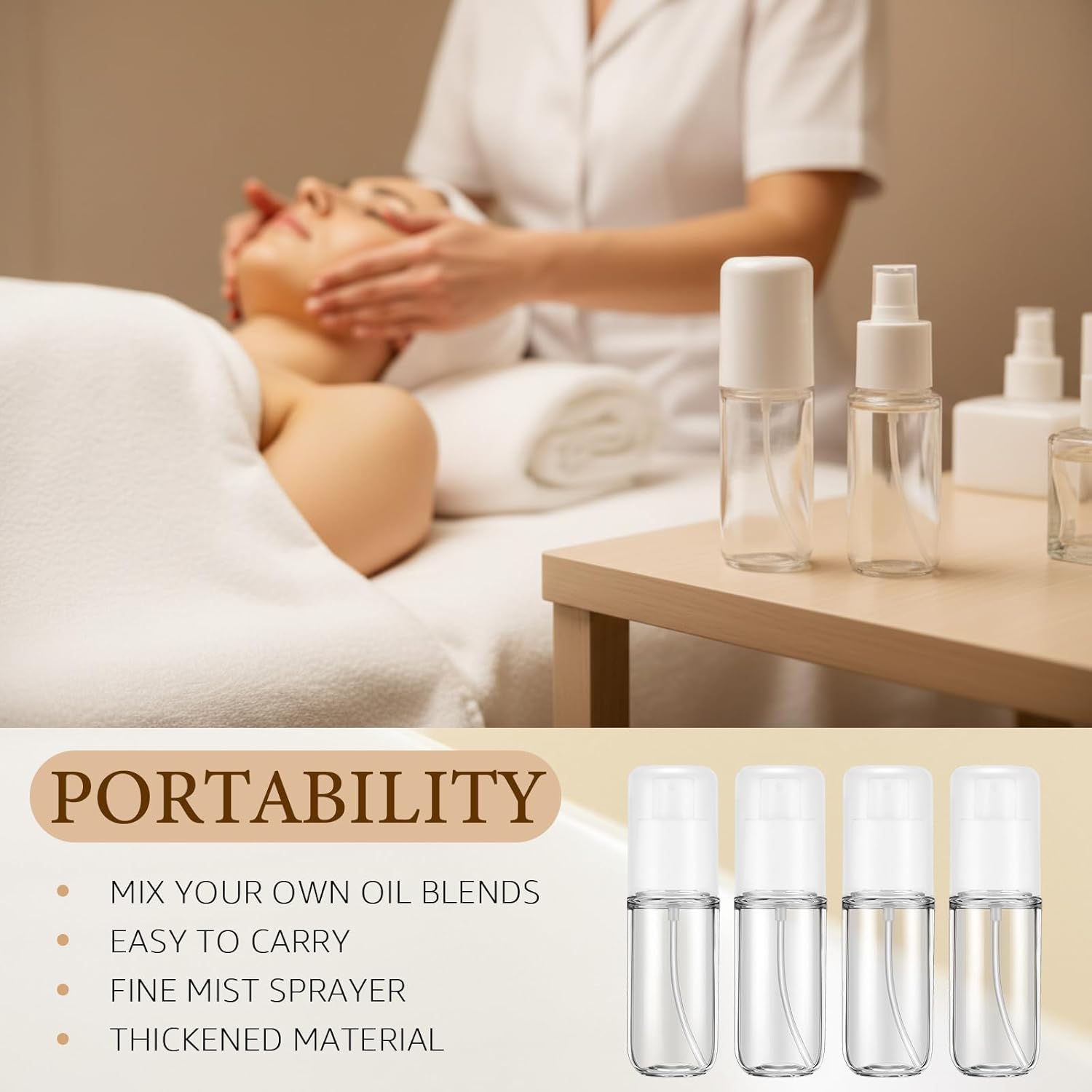 Eccliy 24 Pack Travel Spray Bottles 1.35oz/40ml Fine Mist Empty Spray Bottles Mini Leak Proof Refillable Plastic Bottle Set for Perfume Essential Oils Toners Rose Face Hair (Transparent)