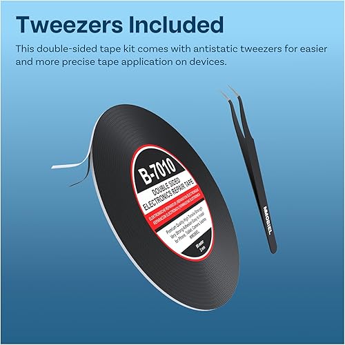 Miniatura 3 de MMOBIEL Cinta adhesiva fuerte de doble cara de 0.079 in de largo rollo de 6.6 x 164.0 ft (negroblanco) para reparación de teléfonos inteligentes y