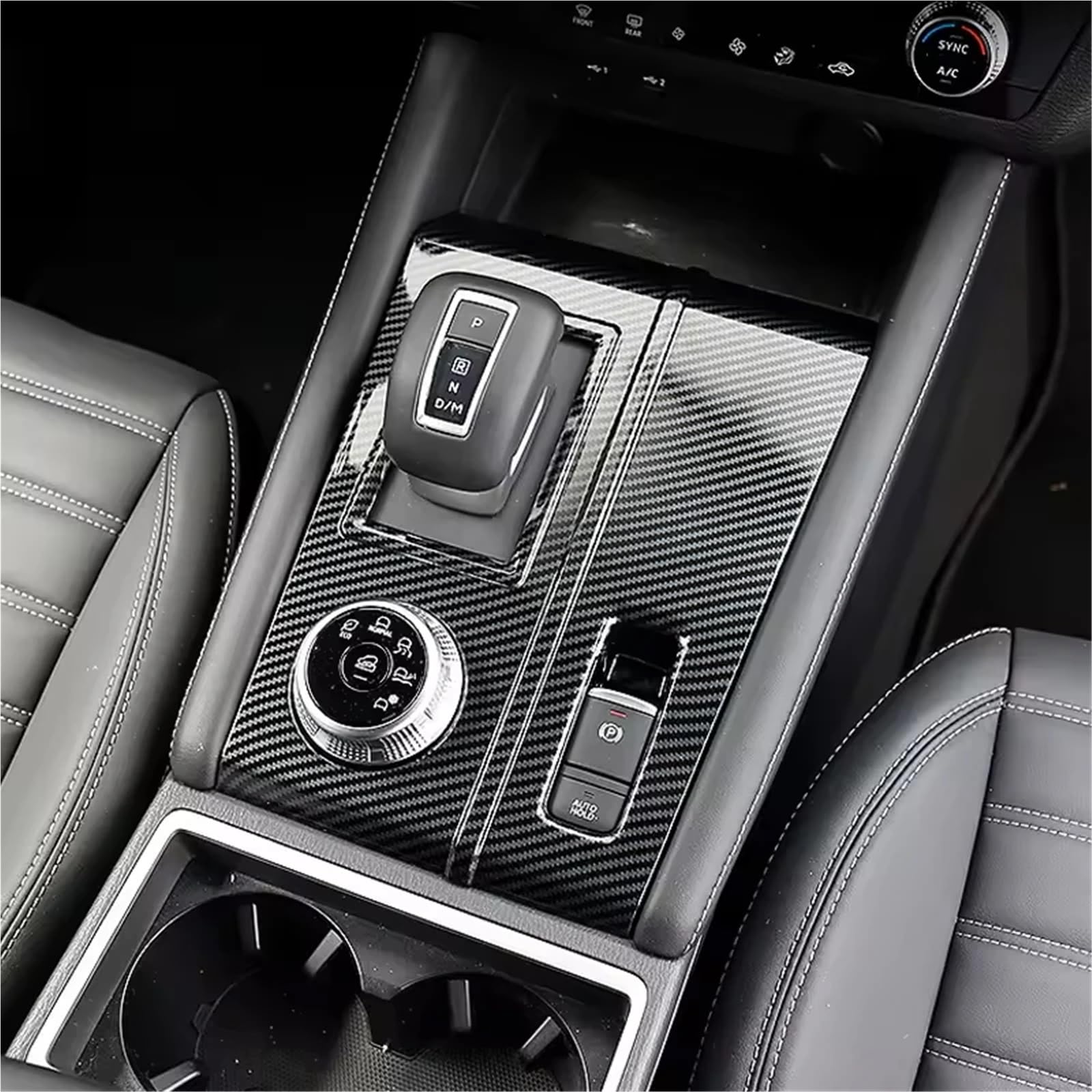 Konsola Środkowa Naklejka dekoracyjna na osłonę konsoli środkowej samochodu ABS, na panel zmiany biegów, pasuje do Mitsubishi, pasuje do Outlandera 2022-2025(Carbon LOOK)