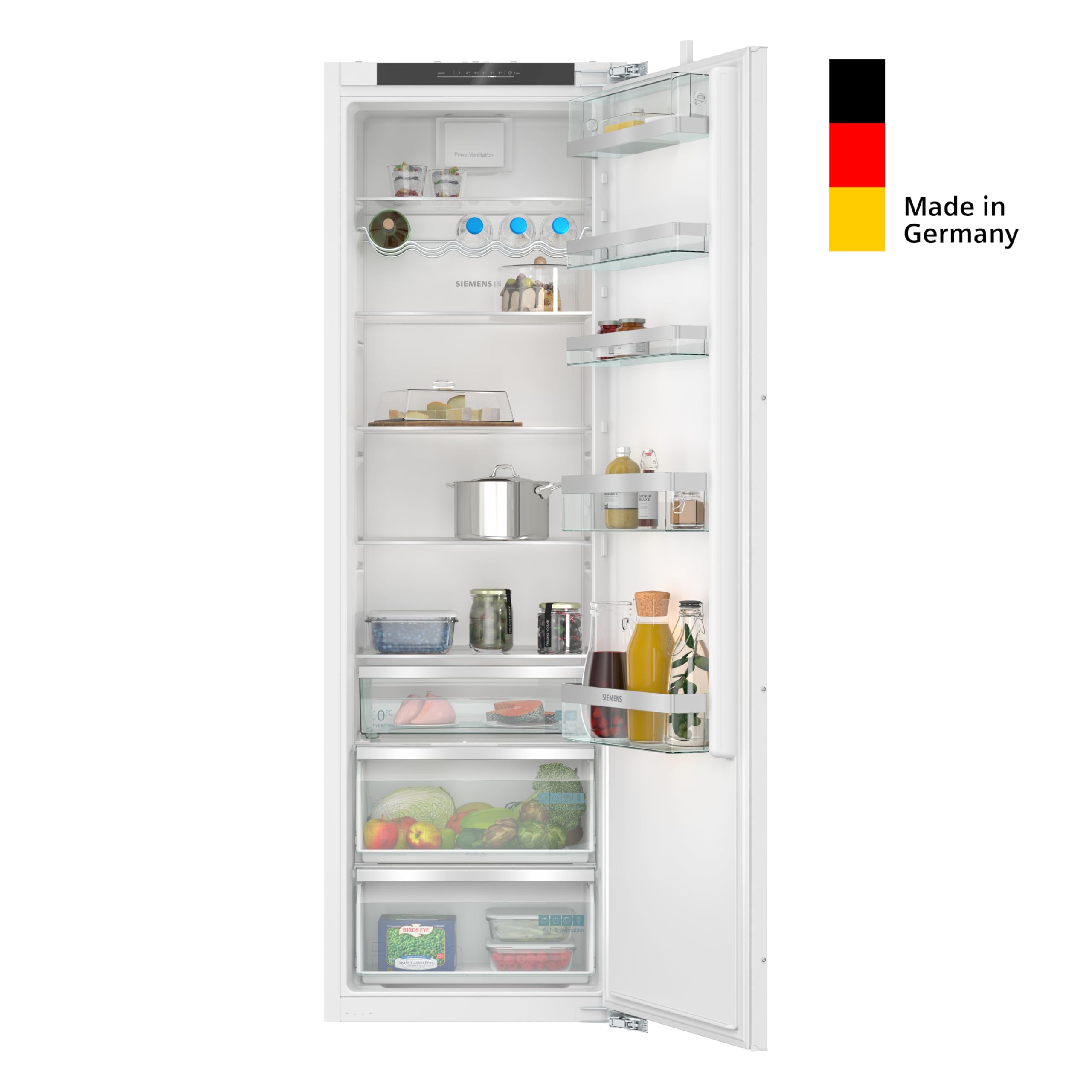Siemens KI81RADD0, iQ500, Einbau-Kühlschrank, 177,5 x 56 cm Nische, 310 L, Made in Germany, bottleRack für Flaschen, 2x längere Frische, schnellere Kühlung, softClosing-Tür, sehr Leise, Flachscharnier
