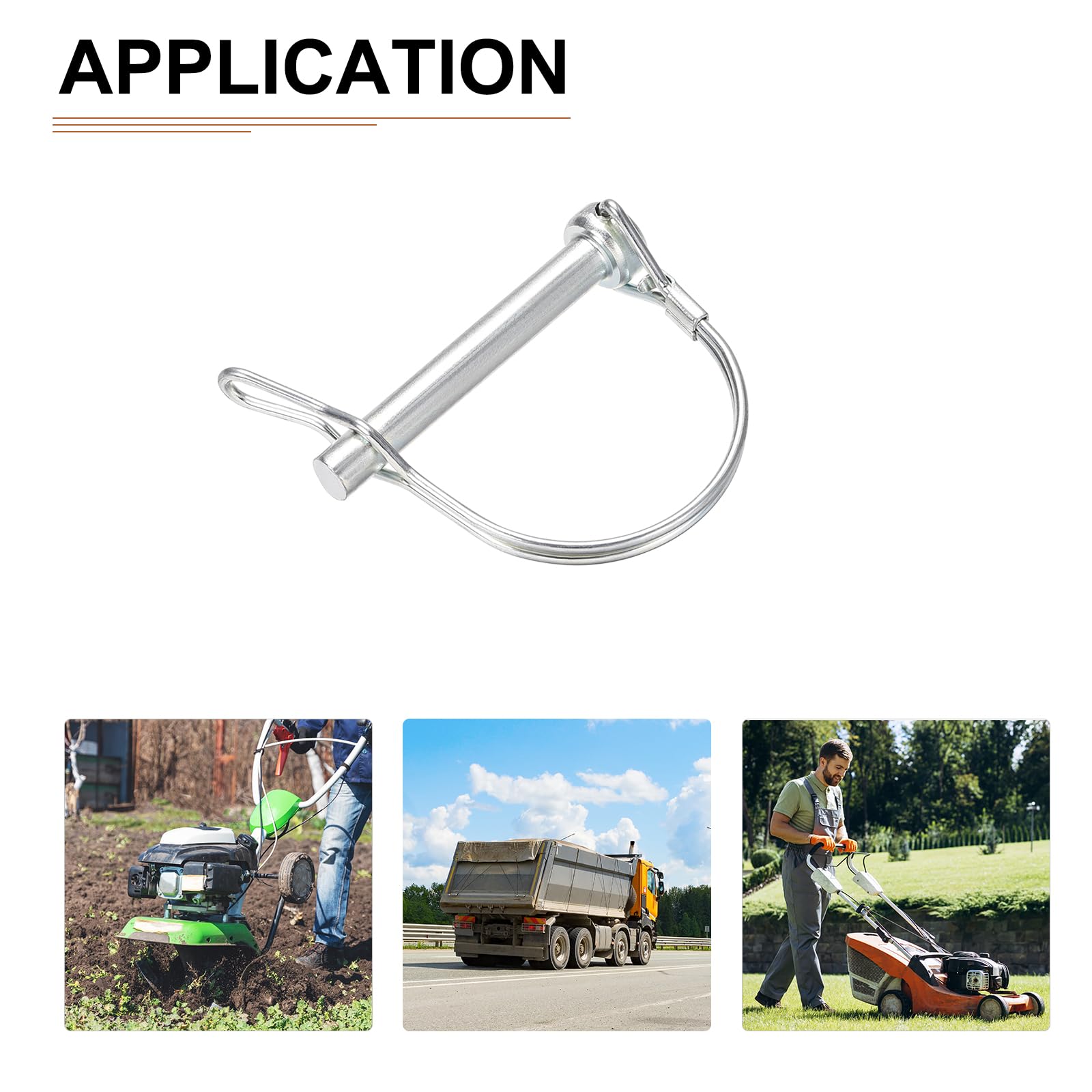 DTGN 8mm x 60mm (Dxl) Spina Bloccaggio Albero - 1 Pezzo - Ideale per Rimorchi Agricoli Prati - Perno Accoppiamento Rotondo Acciaio Al Carbonio Orecchio - Tonalità Argento
